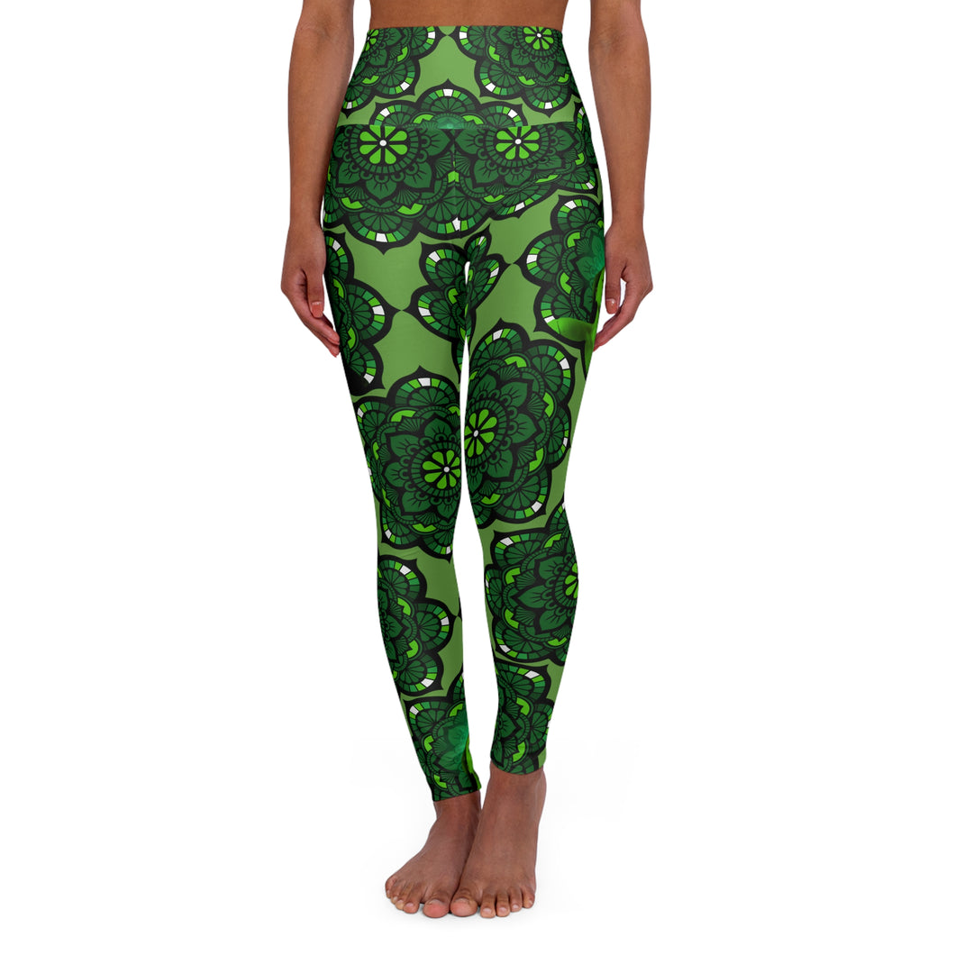The Green Mandala High Waisted Yoga Leggings
