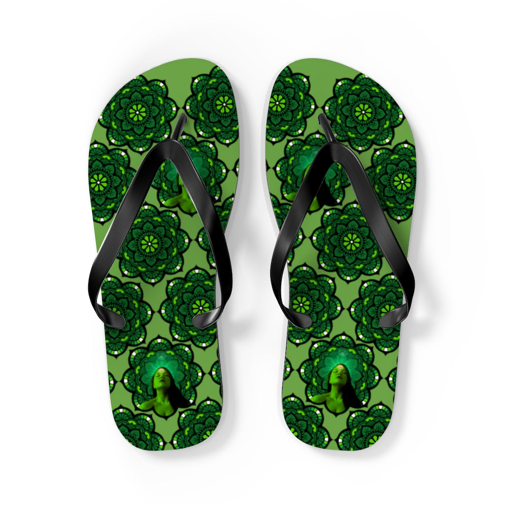 The Green Mandala Unisex Flip-Flops
