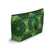 Load image into Gallery viewer, Green Mandala Accessory Pouch w T-bottom